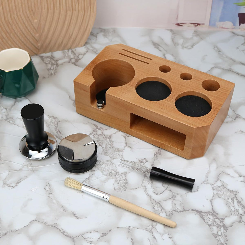Tamping Station 54mm for Breville Espresso Machine Accessories – Portafilter Holder with Tamper, Distributor, Dosing Funnel, WDT Tool & Puck Screen Slots, Coffee Tamping