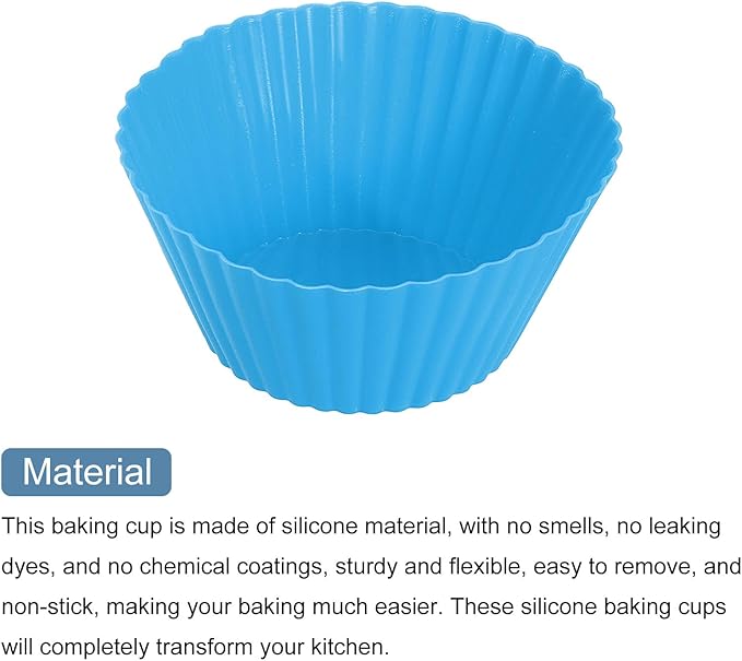 uxcell 36Pcs Silicone Cupcake Liners, Non-Stick Baking Cups, for Cooking Eggs, Baking Muffins and Make a Cake(Blue)