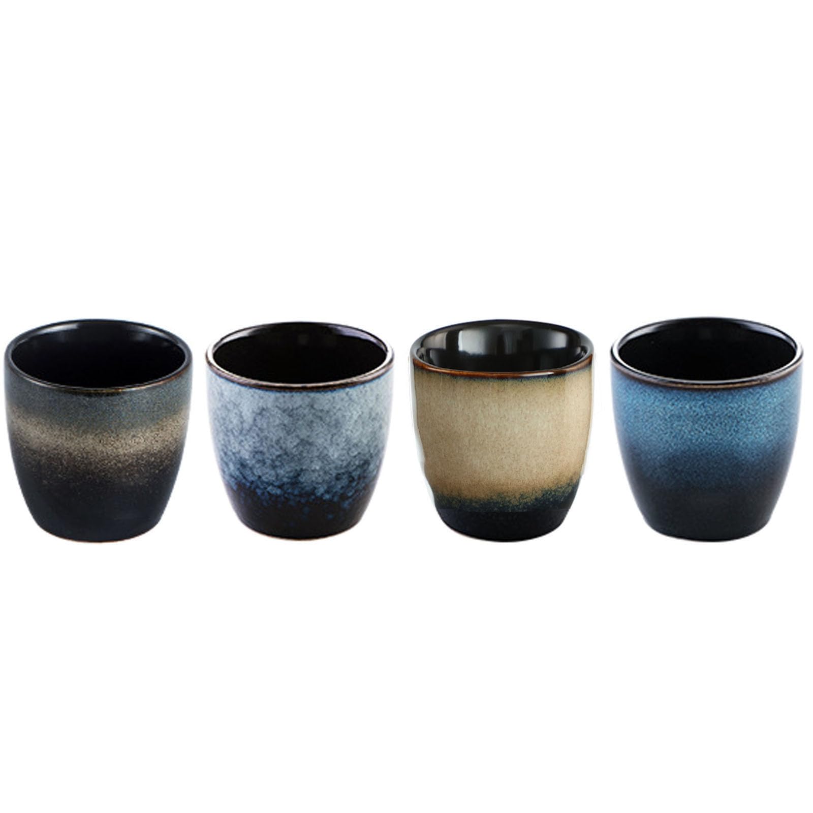 Lxuwbd Ceramic Tea Cup, Kung Fu Tea set, Coffee Cup, Yerba Mate Set 4-piece companion cup set (4 colors)