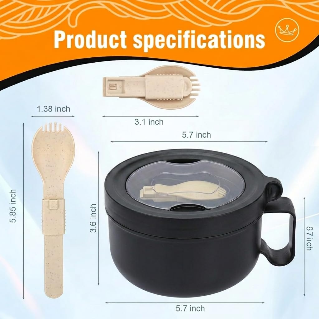 Microwave Bowl with Lids,Ramen Bowl,28oz Microwave Soup Mugs with Handles,for Soup and Instant Noodles,Oatmeal, Gumbo, Salad, College Dorm Room Essentials for Girls for Boys Apartment Essentials