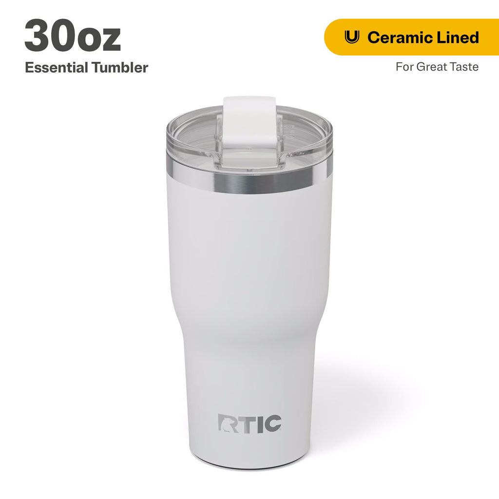 RTIC 30oz Essential Tumbler with Lid, Ceramic Lined, White