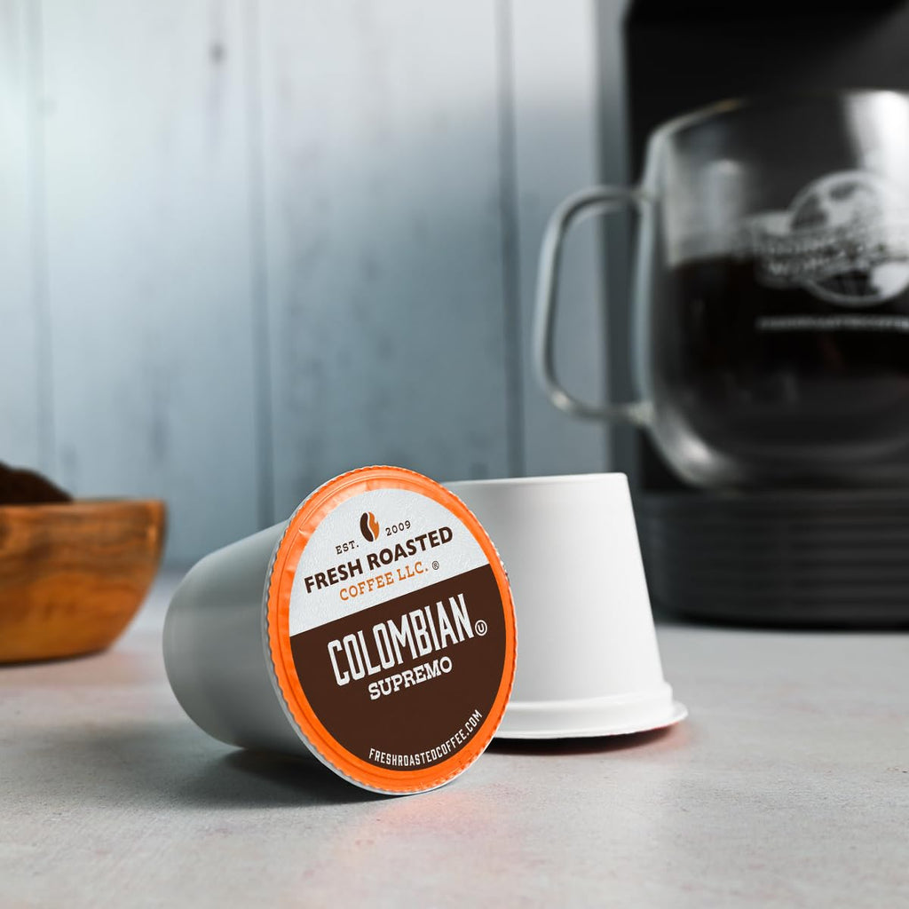 Fresh Roasted Coffee, 100% Colombian K-Cup Pods for Keurig Brewers, Medium Roast, Kosher, 24 Count (Pack of 1)