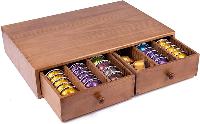 Coffee Pod Storage Holder, Pods Holder Storage for Coffee Capsules, Wooden Coffee Pod Organizer for Coffee Capsules,Extra Large Capatity Coffee Pods Storage