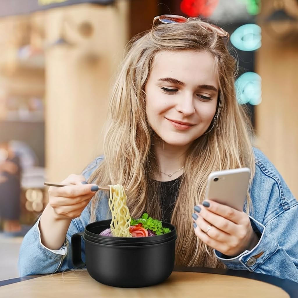 Microwave Bowl with Lids,Ramen Bowl,28oz Microwave Soup Mugs with Handles,for Soup and Instant Noodles,Oatmeal, Gumbo, Salad, College Dorm Room Essentials for Girls for Boys Apartment Essentials