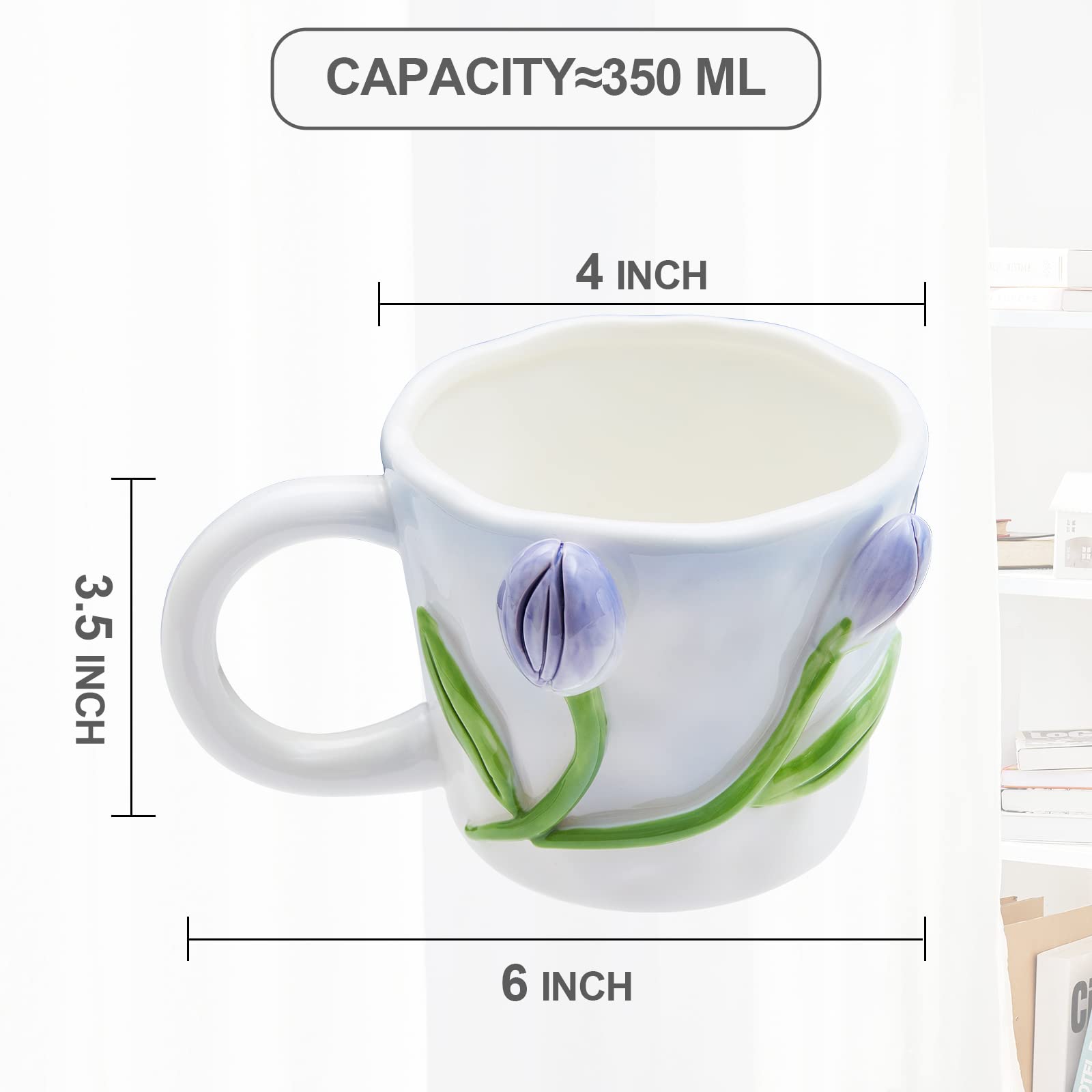 Szoyeay 3D Flower Coffee Mug Pink Hydrangea Ceramic Cup,12 oz Cute Handmade Mugs,Christmas Birthday Surprise for Friends Family or Flower Lovers (Pink Hydrangea)