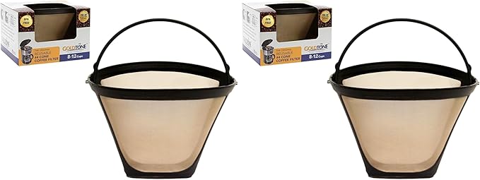 GoldTone Brand (Made in the USA) Reusable No.4 Cone Style Replacement Coffee Filter replaces your Cuisinart Permanent Coffee Filter for Machines and Brewers (2 Pack)