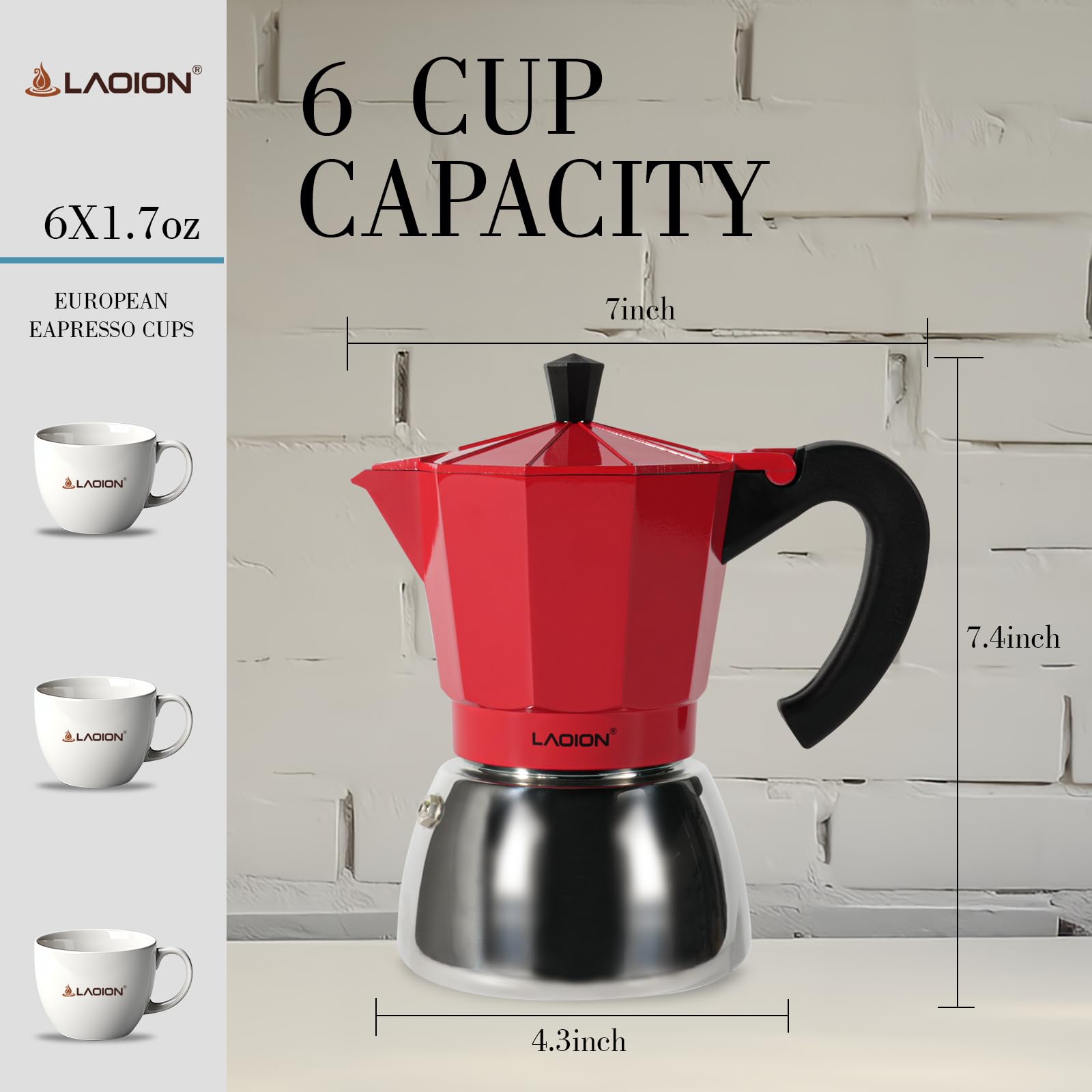 LAOION Stovetop Espresso Maker, 6Cup Moka Pot, Espresso Machine