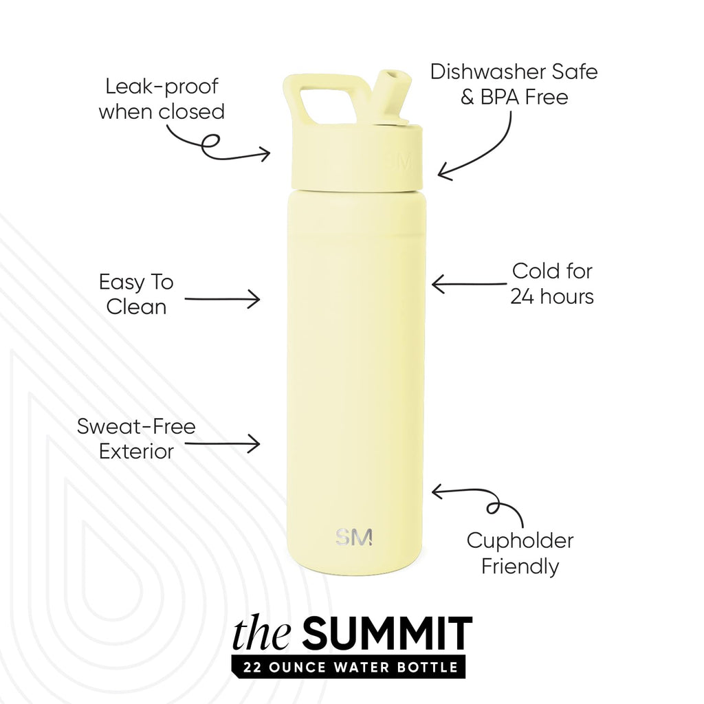 Simple Modern Insulated Water Bottle with Straw | 22oz | Yellow