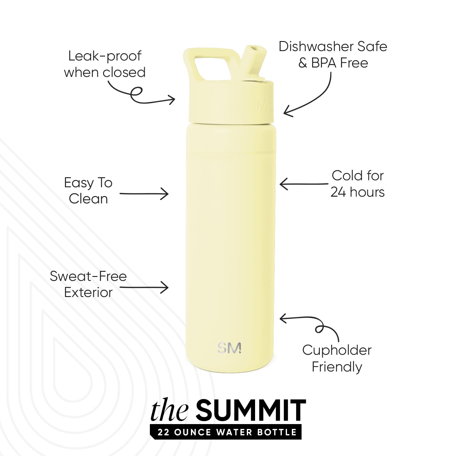 Simple Modern Insulated Water Bottle with Straw | 22oz | Yellow