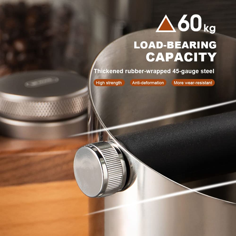 Ompellus Espresso Knock Box, Stainless Steel Coffee Puck Knock Box (Black)