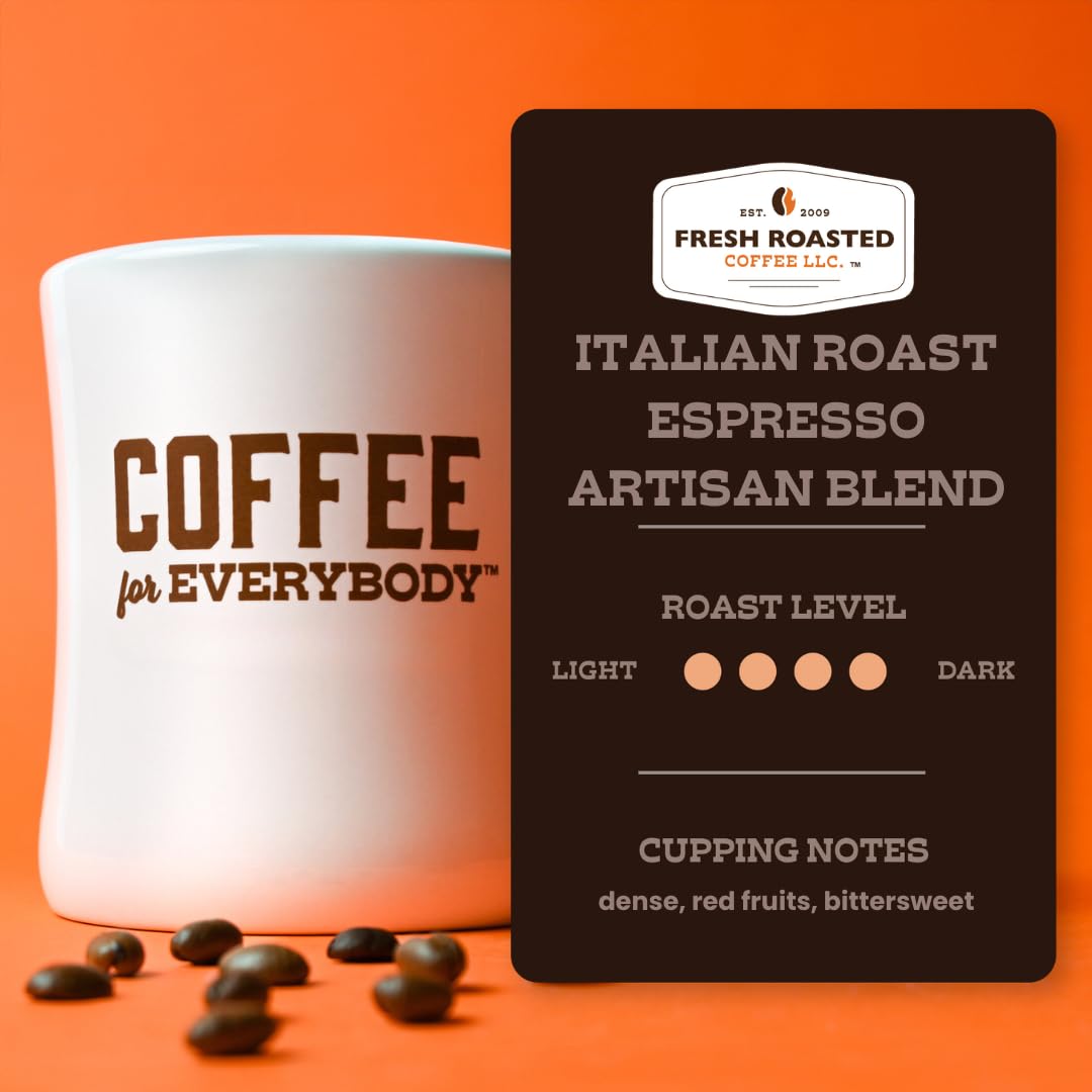 Fresh Roasted Coffee, Italian Roast Whole Bean Coffee, Dark Roast, Kosher, 2 lb (32 oz)