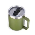 Volhoply 14oz Insulated Stainless Steel Coffee Mug with Leakproof Lid,Double Wall Vacuum Travel Coffee Cup with Handle,Reusable Cups Tumbler,Camping Mugs Keep Hot,Ideal Gifts(Army Green,1)