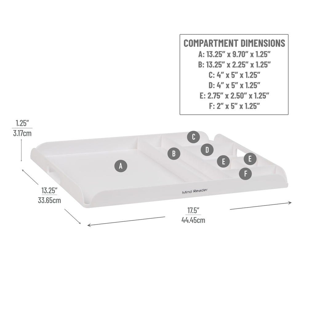 Mind Reader Coffee Station Serving Tray, 7 Pod Capacity Countertop Organizer, Storage, 17.5" L x 13.25" W x 1.25" H, Single, White