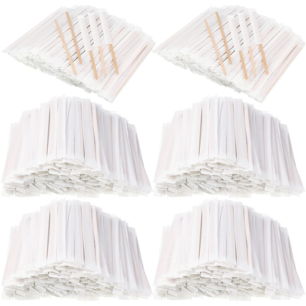 Amyhill 2000 Pcs Individually Wrapped Wooden Coffee Stirrers, Disposable Coffee Stir Sticks Round End Sticks Bulk Wood Stirrers for Cocktail Hot Drinks Restaurant Bar Home Office (7 Inch)