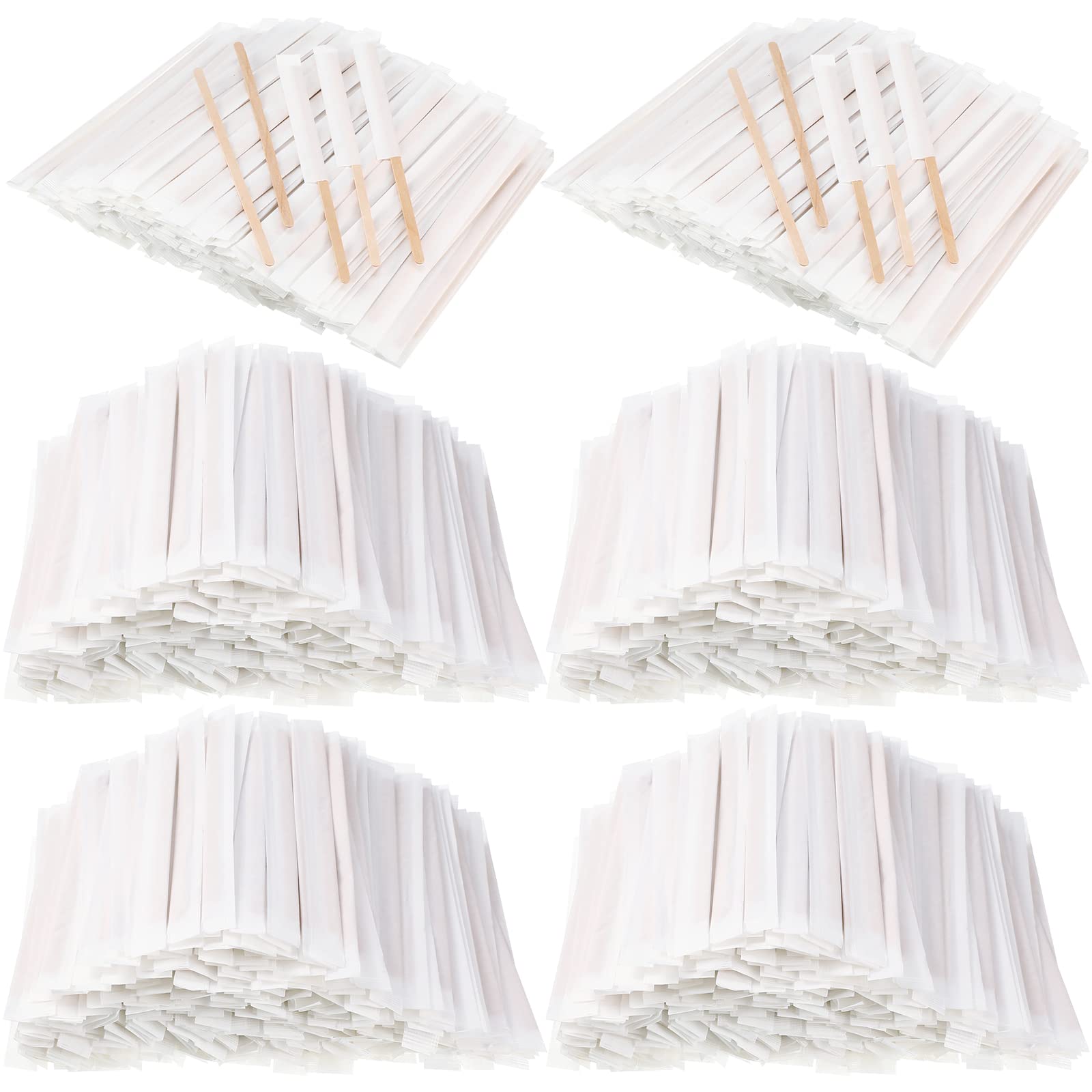 Amyhill 2000 Pcs Individually Wrapped Wooden Coffee Stirrers, Disposable Coffee Stir Sticks Round End Sticks Bulk Wood Stirrers for Cocktail Hot Drinks Restaurant Bar Home Office (7 Inch)