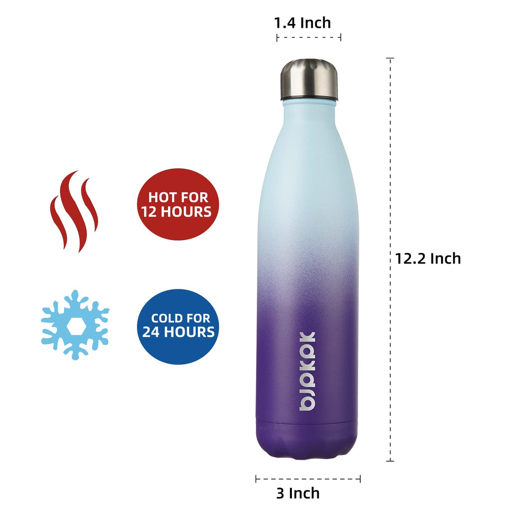 BJPKPK 25 oz Insulated Water Bottle, Stainless Steel Flask, Leak Proof