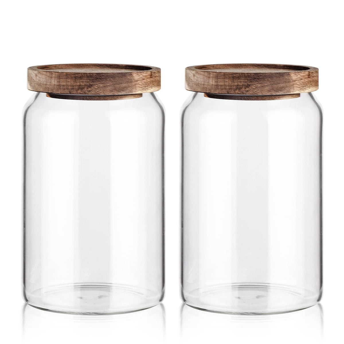 Labina Glass Jar with Wood Lid, Airtight Kitchen Storage Canister