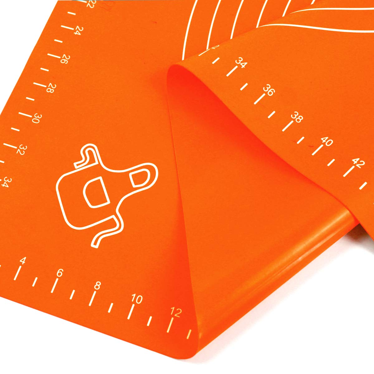 Silicone Baking Mat for Rolling Pastry Dough with Measurements, 25.6 x 17.7 BPA Free Non stick and Non Slip Orange Table Sheet Baking Supplies for Bake Pizza Cake