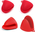 3 Pairs Silicone Oven Mitts Sets Pot Holders Heat Resistant for Kitchen - Small Kitchen Mittens Silicone Rubber Air Fryer Mitts Mini Pot Pinch Grip for Cooking & Baking, Red