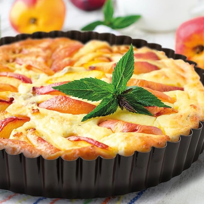 GOBEL - Non-Stick Round Fluted Tart Mold / Quiche Pan with Removable Bottom - 10 1/4"
