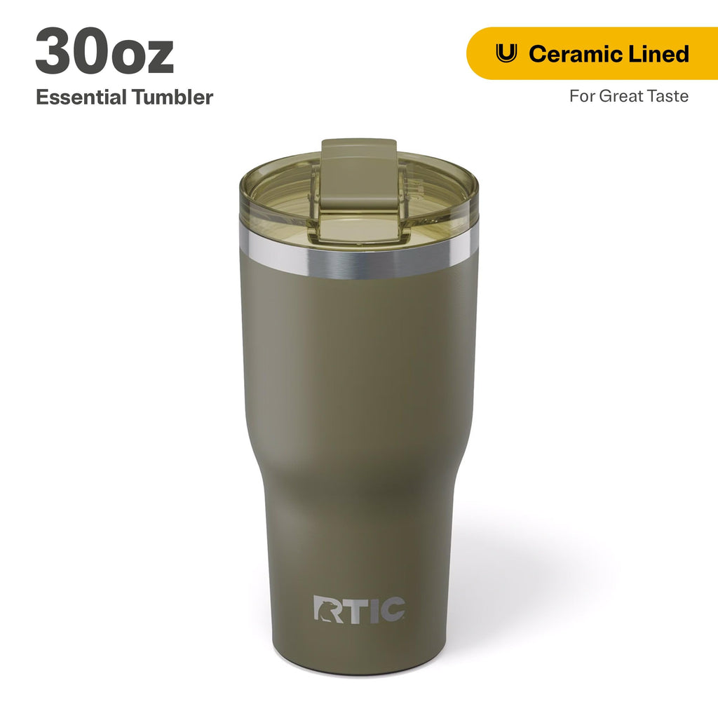 RTIC 30oz Essential Tumbler with Lid, Ceramic Lined, Olive