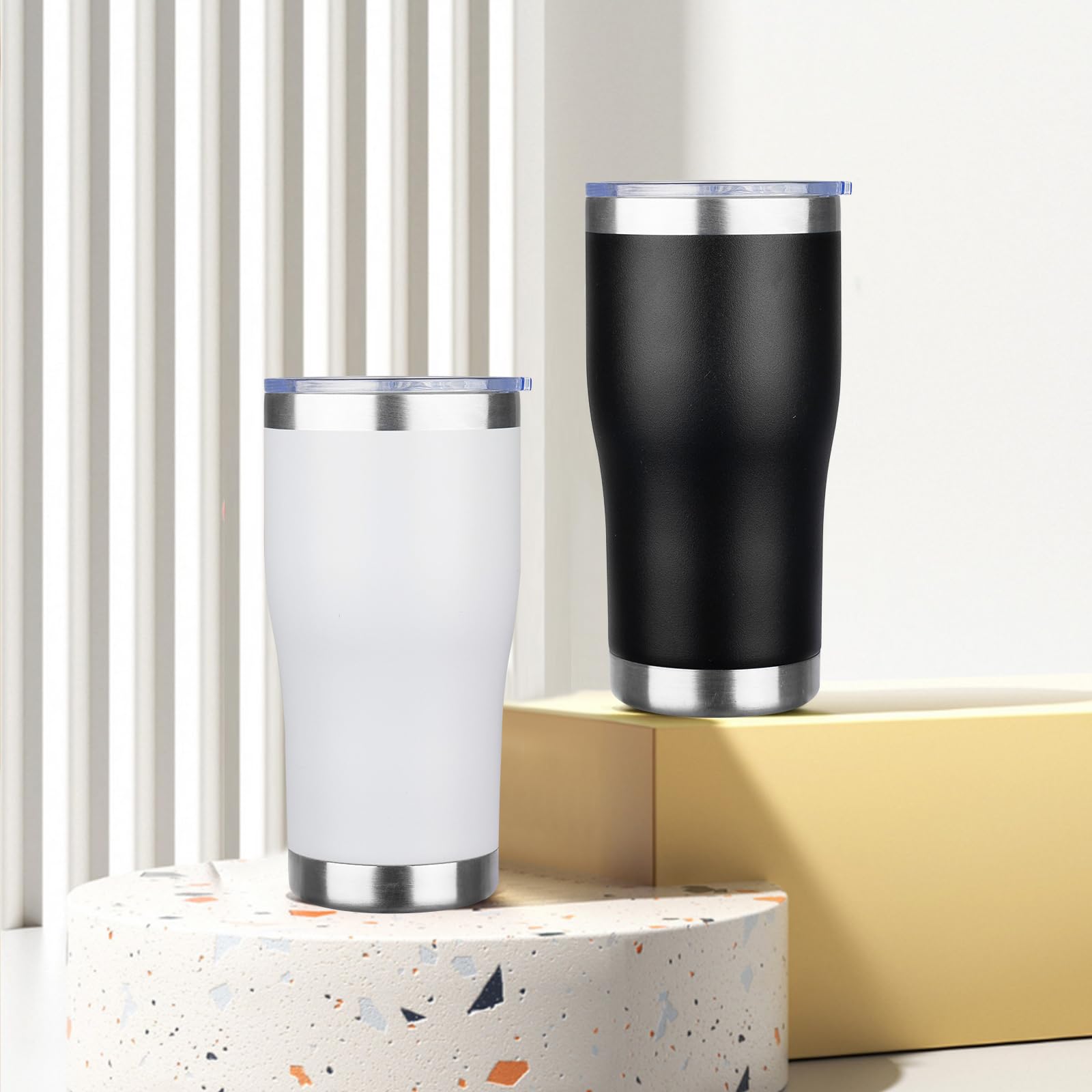 MEZMUT 20oz Coffee Tumbler with Lid and Straw Double Wall Vacuum Insulated Cup Stainless Steel Travel Mugs Insulated for Hot and Cold Leakproof Powder Coated Tumbler for Indoor and Outdoor