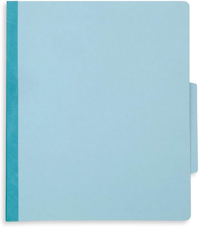10 Blue Classification Folders - 1 Divider - 2 Inch Tyvek Expansions - Durable 2 Prongs, for Medical Files, Law Client Files, Pressboard Classification Folders 1 Dividers Letter Size, Blue, 10 Pack