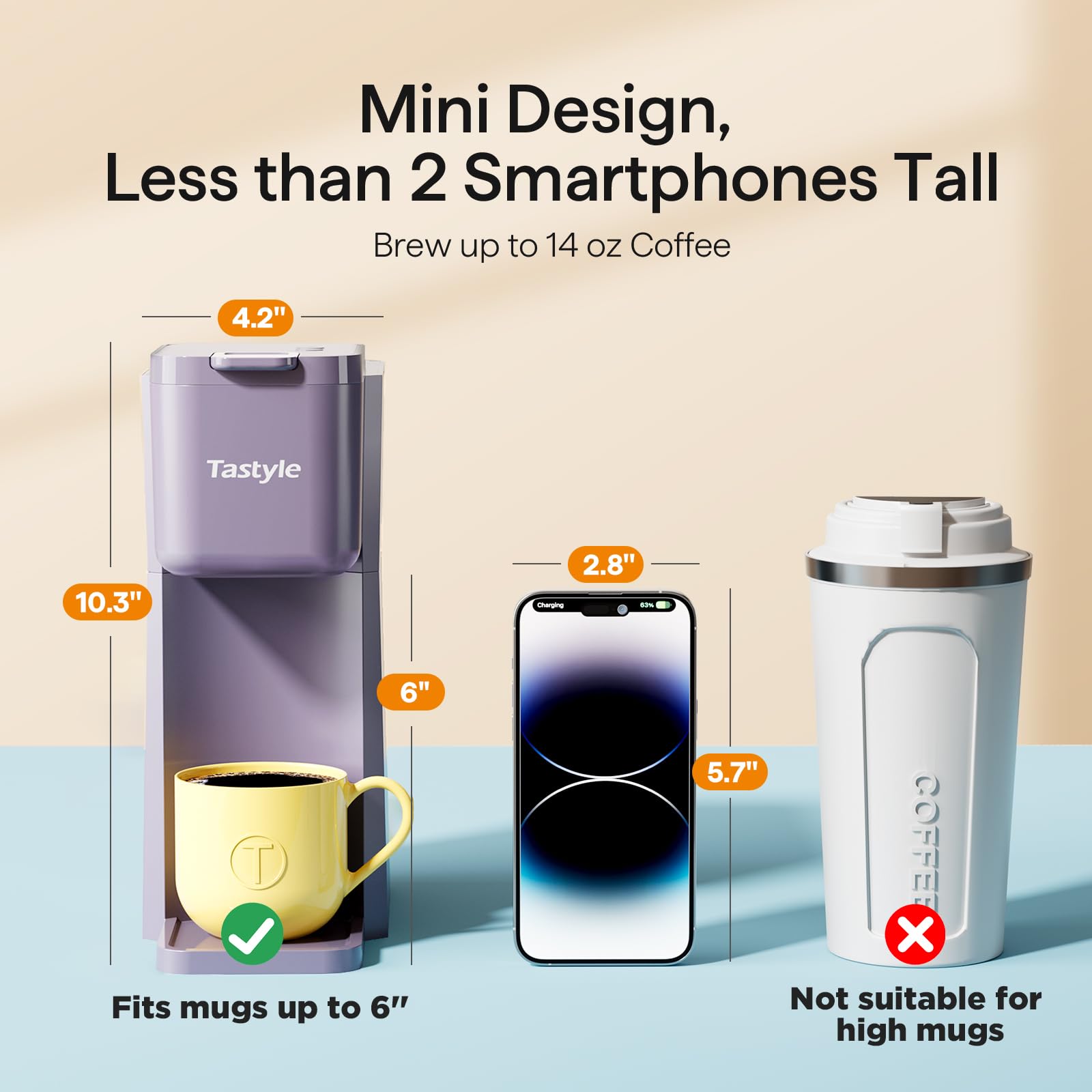 Tastyle Mini Single Serve Hot and Iced Coffee Maker for K Cup and Ground