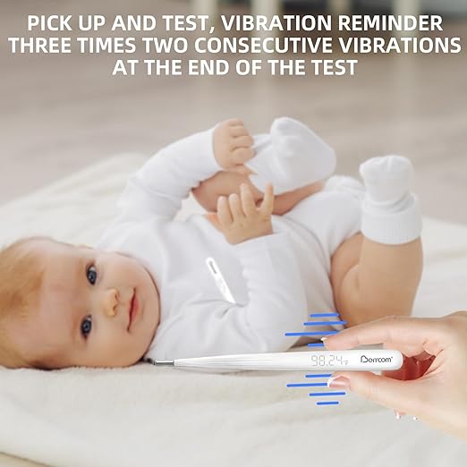 Berrcom Rechargeable Digital Thermometer for Adults and Kids, Medical-Grade Accurate Thermometers with LED Display, Fever Alarm, Fast Reading, Portable