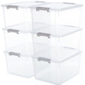 Citylife 6 Packs 32 QT Plastic Storage Bins with Lids Large Stackable Storage Containers for Organizing Clear Storage Box for Garage, Closet, Kitchen