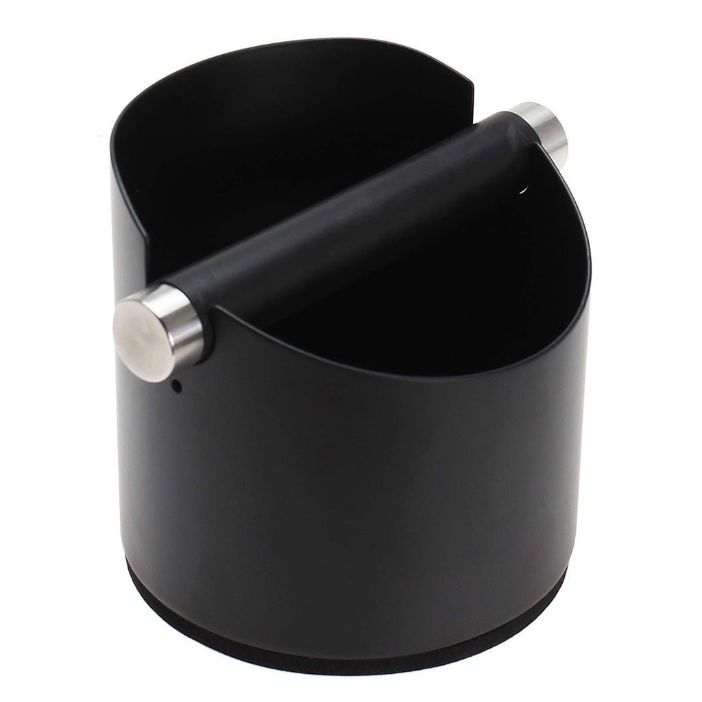 DIBTSA Espresso Knock Box, Stainless Steel Coffee Grounds Knock Box, With Removable Knock Bar and Non-Slip Rubber Base (Black)