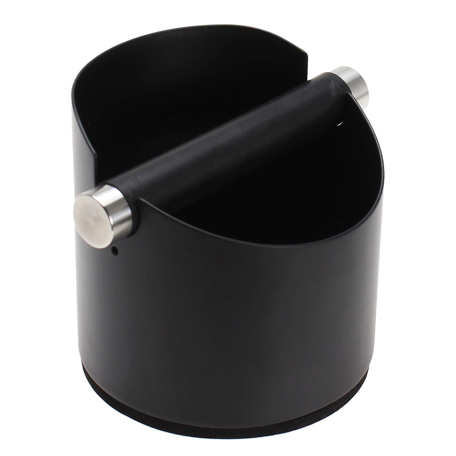 DIBTSA Espresso Knock Box, Stainless Steel Coffee Grounds Knock Box, With Removable Knock Bar and Non-Slip Rubber Base (Black)