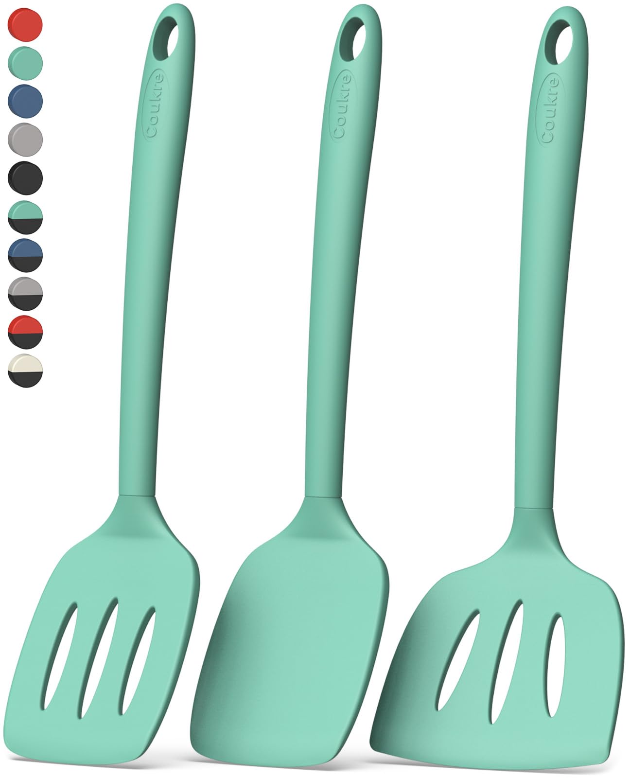 Coukre 3 Pack Silicone Spatula Set, Heat Resistant to 500°F, BPA-Free