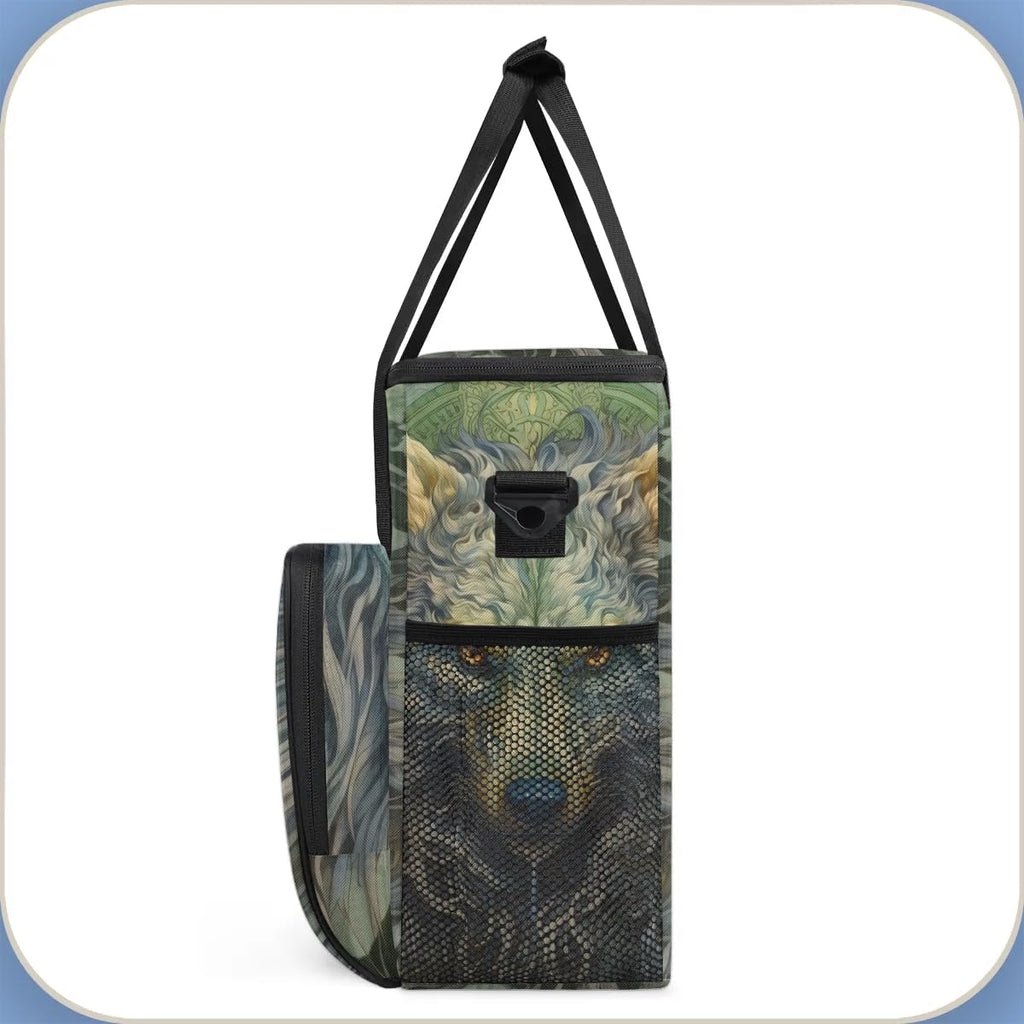 CFERSAN wolf animal vintage Coffee Maker Carring Bag Travel Carrying Storage Tote Bag Compatible with Keurig K-Mini or K-Mini Plus Portable Single Serve Coffee Brewer Case with Pockets for K-cup Pods