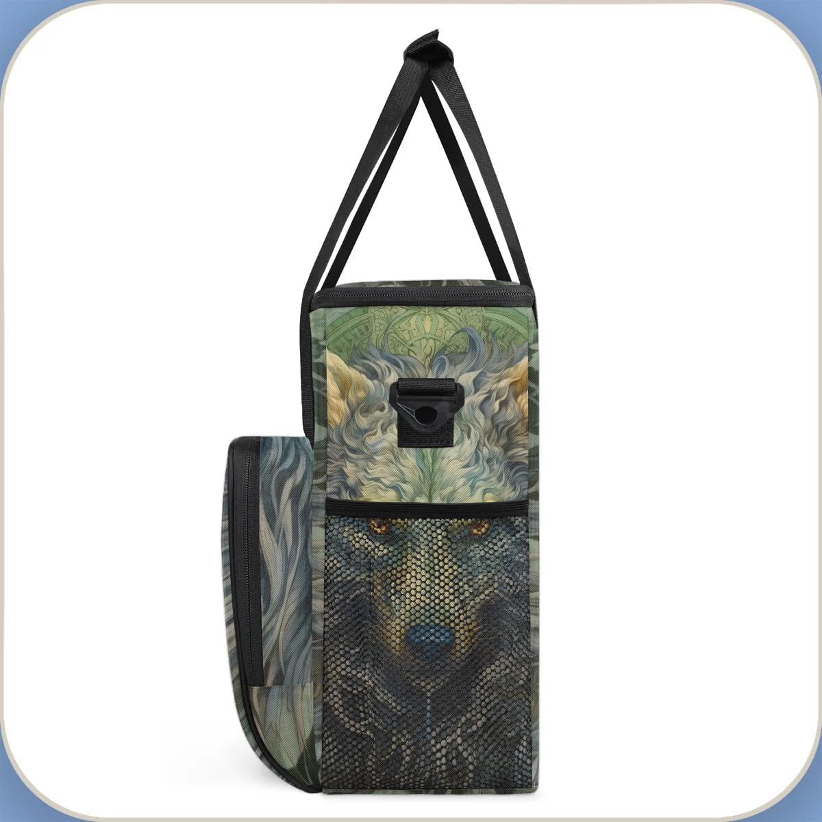 CFERSAN wolf animal vintage Coffee Maker Carring Bag Travel Carrying Storage Tote Bag Compatible with Keurig K-Mini or K-Mini Plus Portable Single Serve Coffee Brewer Case with Pockets for K-cup Pods
