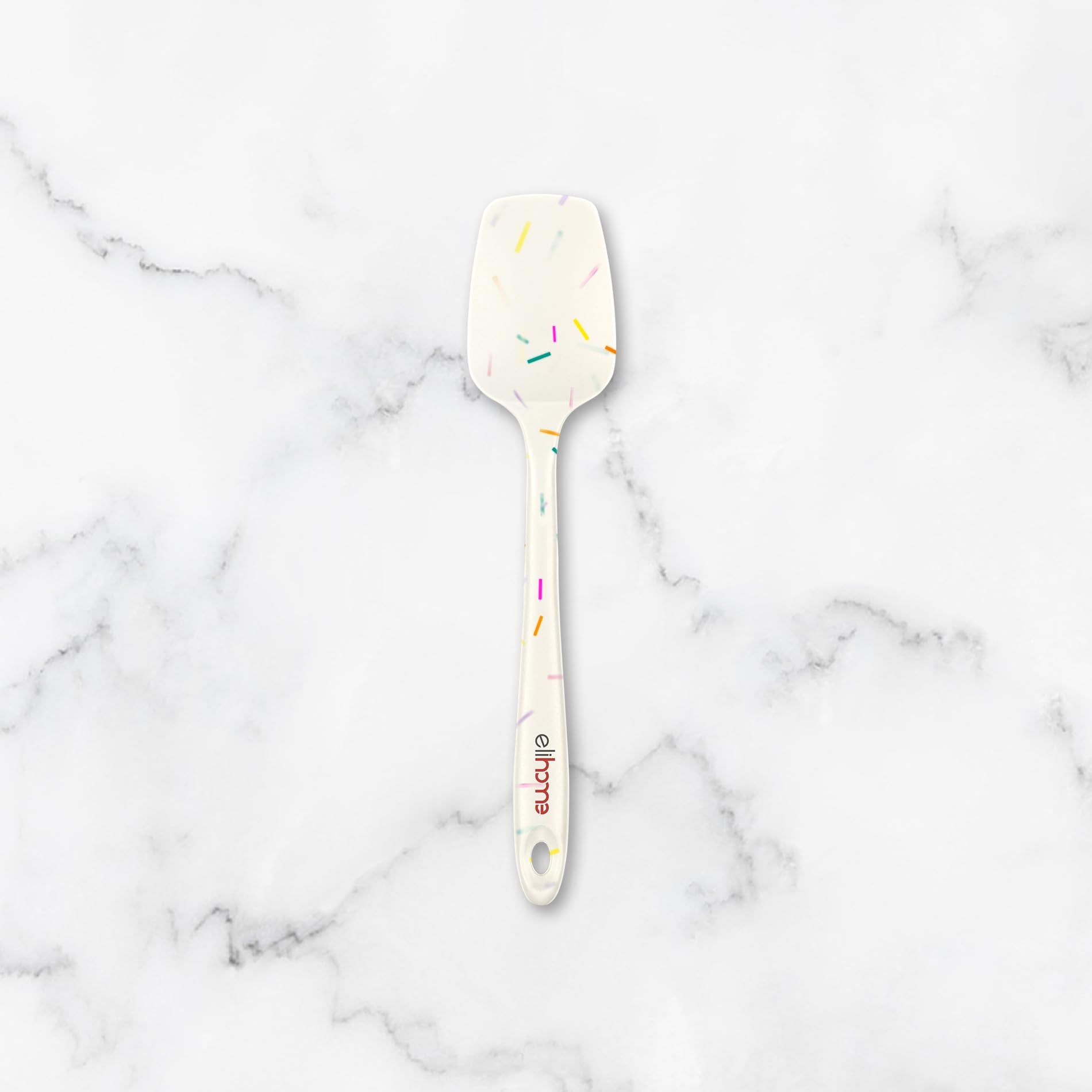 Elihome Mini Silicone Spoonula - Non-Stick Heat Resistant Silicone Scraper Spatula for Mixing, Serving, Scraping, Stirring, and More, 8.75 Inch, Sprinkles