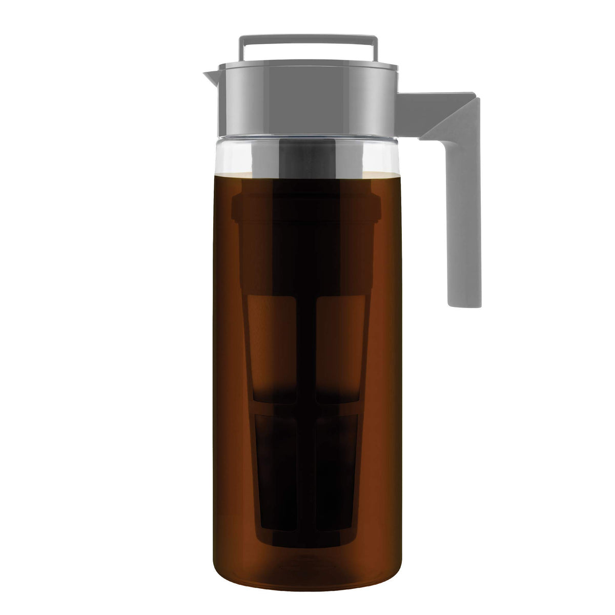 Takeya Deluxe Cold Brew Coffee Maker - BPA-Free Tritan Pitcher with Airtight Leakproof Lid, Silicone Grip Handle, Fine-Mesh Filter - Shatter-Proof, Dishwasher Safe, Made in USA - 1 Quart/Stone