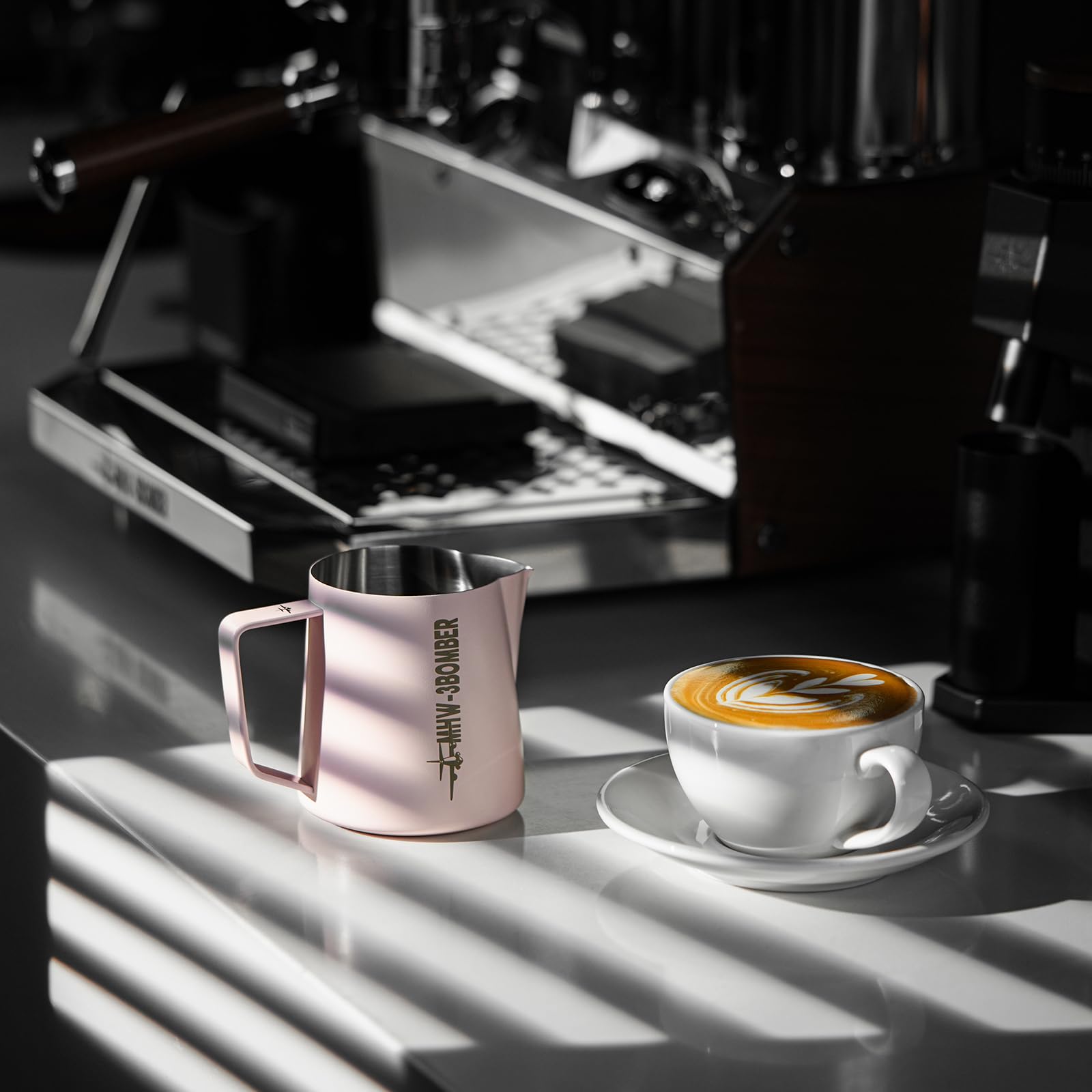 MHW-3BOMBER Milk Frothing Pitcher 16.9oz/500ml Espresso Steaming Pitcher Stainless Steel Frothing Cup Capuccino Latte Art Pitcher, Pink P5017-OS