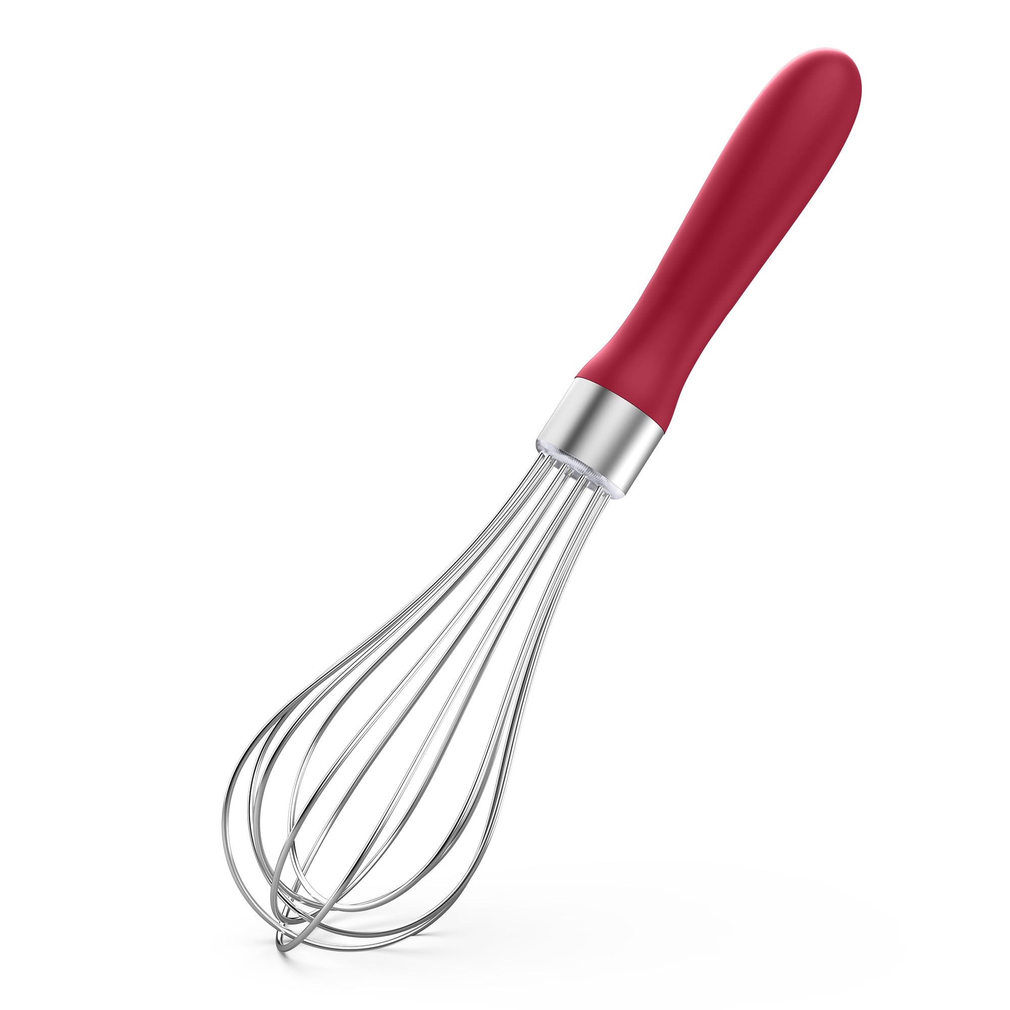 U-Taste Wire Whisk for Cooking, 18/10 Stainless Steel Balloon Wisk, S/Red