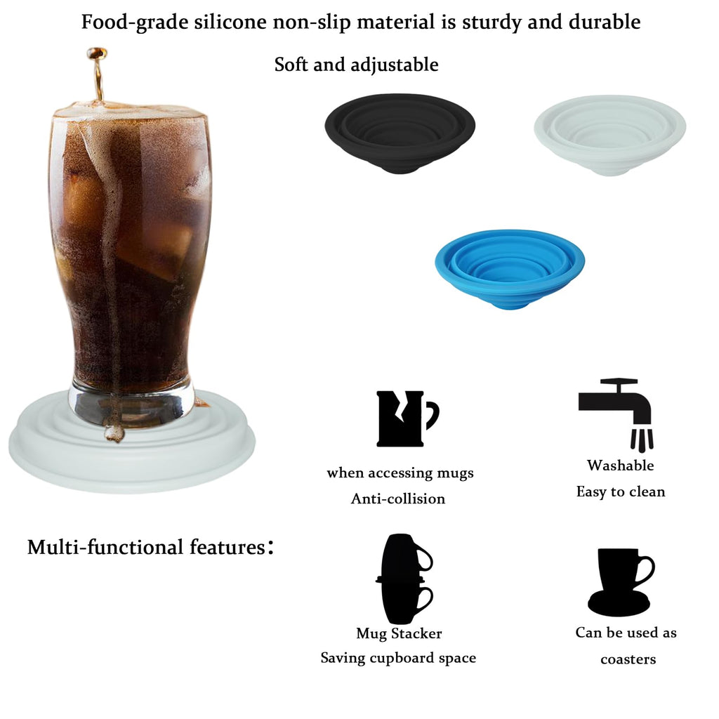 Aifeedi Coffee Mug Organizers and Storage (6Pack), Adjustable Mug Organizer for Kitchen Cabinet Shelf, Cup Stacker Holder for Tea Cup, Coffee Mug, Glassware, Save Space for Cupboard (Whit)