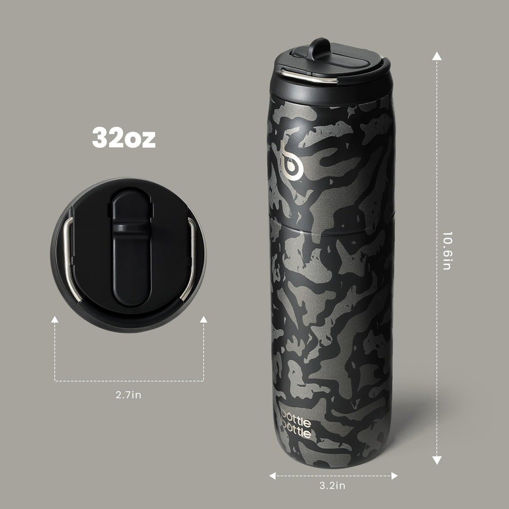 BOTTLE BOTTLE Stainless Steel Water Bottle 32 oz Black Camouflage
