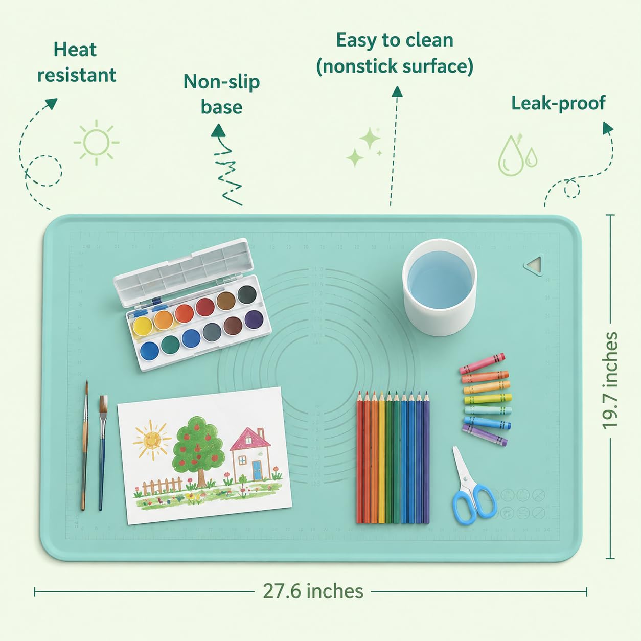 SKEAP Silicone Mat Large Craft Mat with Raised Edges, Waterproof Art Mat