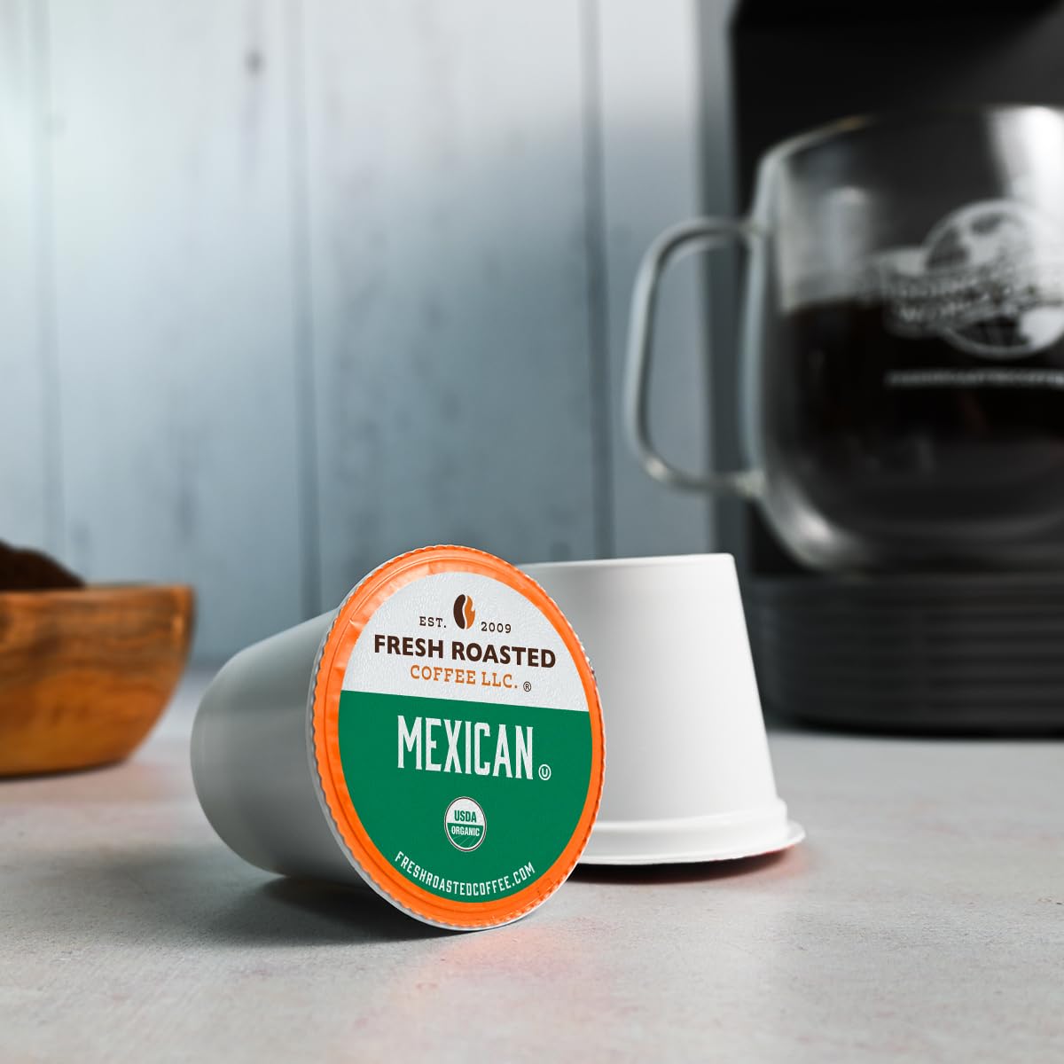 Fresh Roasted Coffee, Organic Mexican K-Cup Pods for Keurig Brewers, Medium Roast, USDA Organic, 3rd Party Tested for Mold, Mycotoxin & Pesticides, Kosher, 24 Count (Pack of 1)