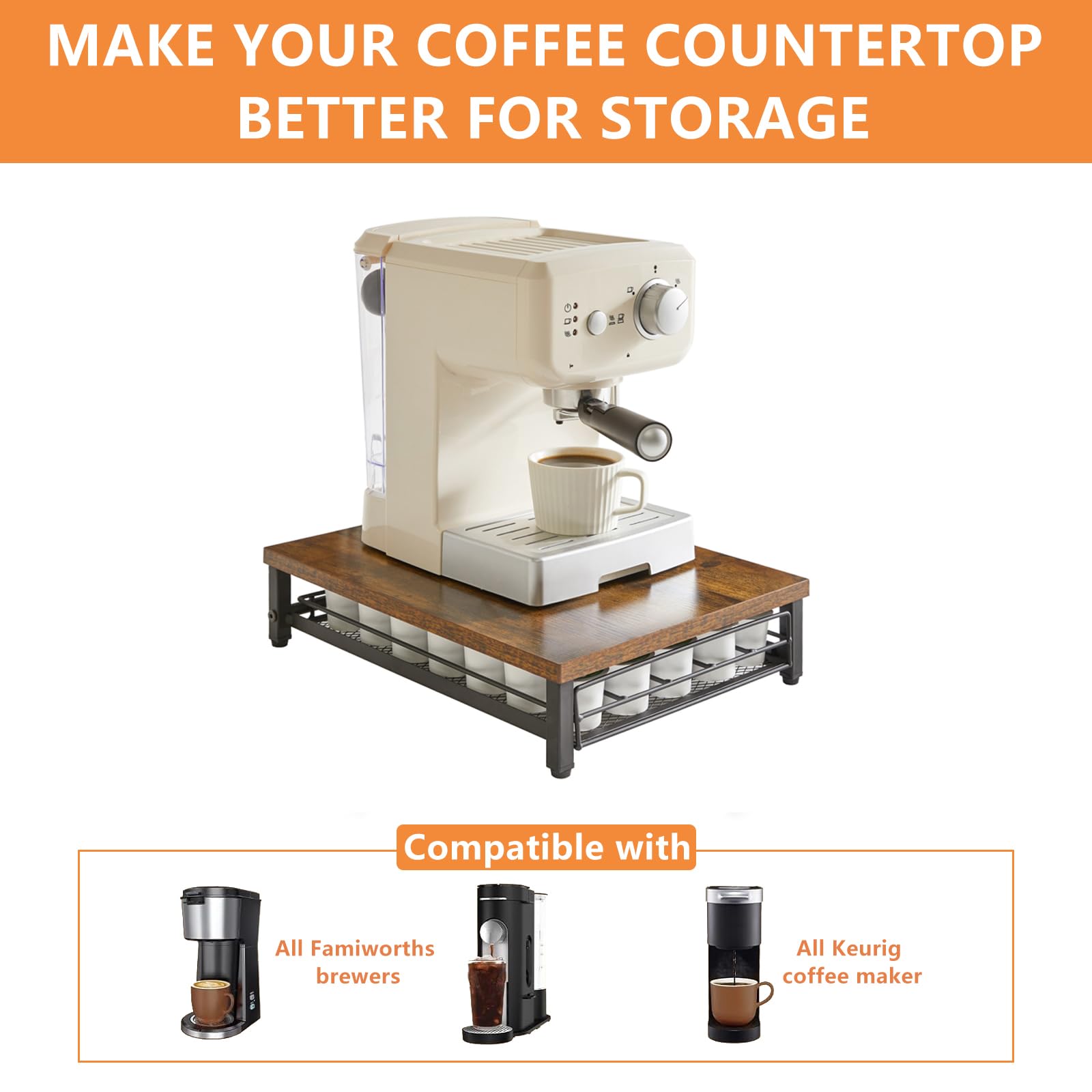 IBUYKE Wooden Coffee Pod Holder for K-Cup, 35 Pod Capacity,Brown TCJ001H