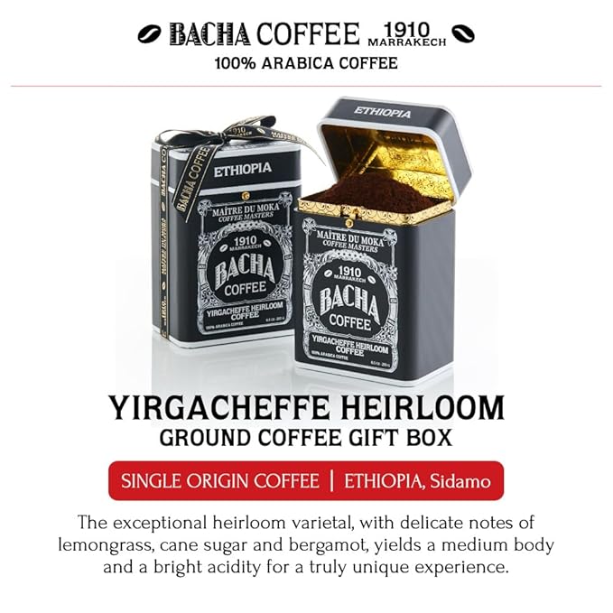 Bacha Coffee | Yirgacheffe Heirloom Single Origin Signature Nomad Collection, 100% Arabica Specialty Coffee, Ground Beans, Medium Roast, 250g