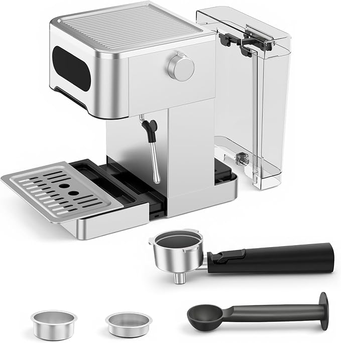 CHULUX Cold Brew Espresso Machine, 20 Bar Stainless Steel Touchscreen Cappuccino & Latte Machine with Steam Wand for Home
