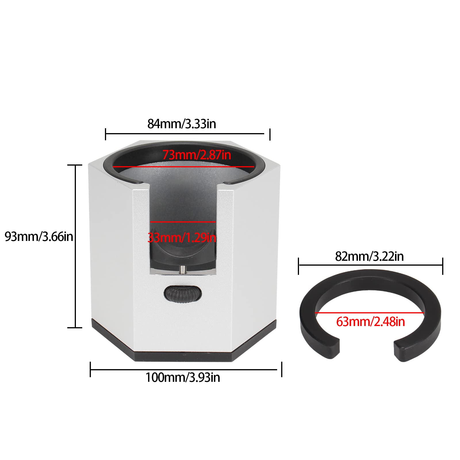 DIBTSA Espresso Tamping Station, Coffee Portafilter Holder, Aluminum Alloy Stand for Most 51mm, 53mm, 54mm, 58mm Coffee Portafilter (Hexagon,Silver)