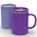 Copco Iconic 16oz Double Wall Insulated Desk Mug with Lid & Handle, Set of 2, BPA-Free Reusable Plastic, Spill-Resistant, Microwave & Dishwasher Safe, Wide Mouth (Purple/Light Purple)