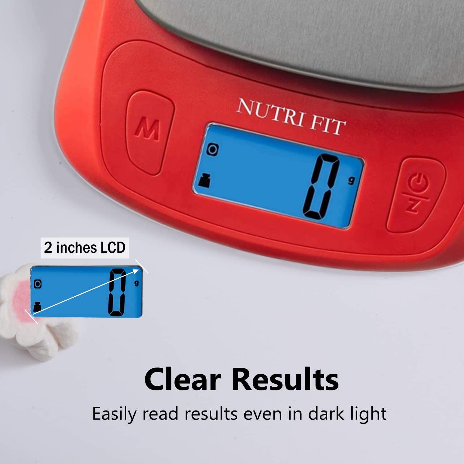 NUTRI FIT Ultra Slim Food Scale Digital Kitchen Scales Weight Grams Oz Red
