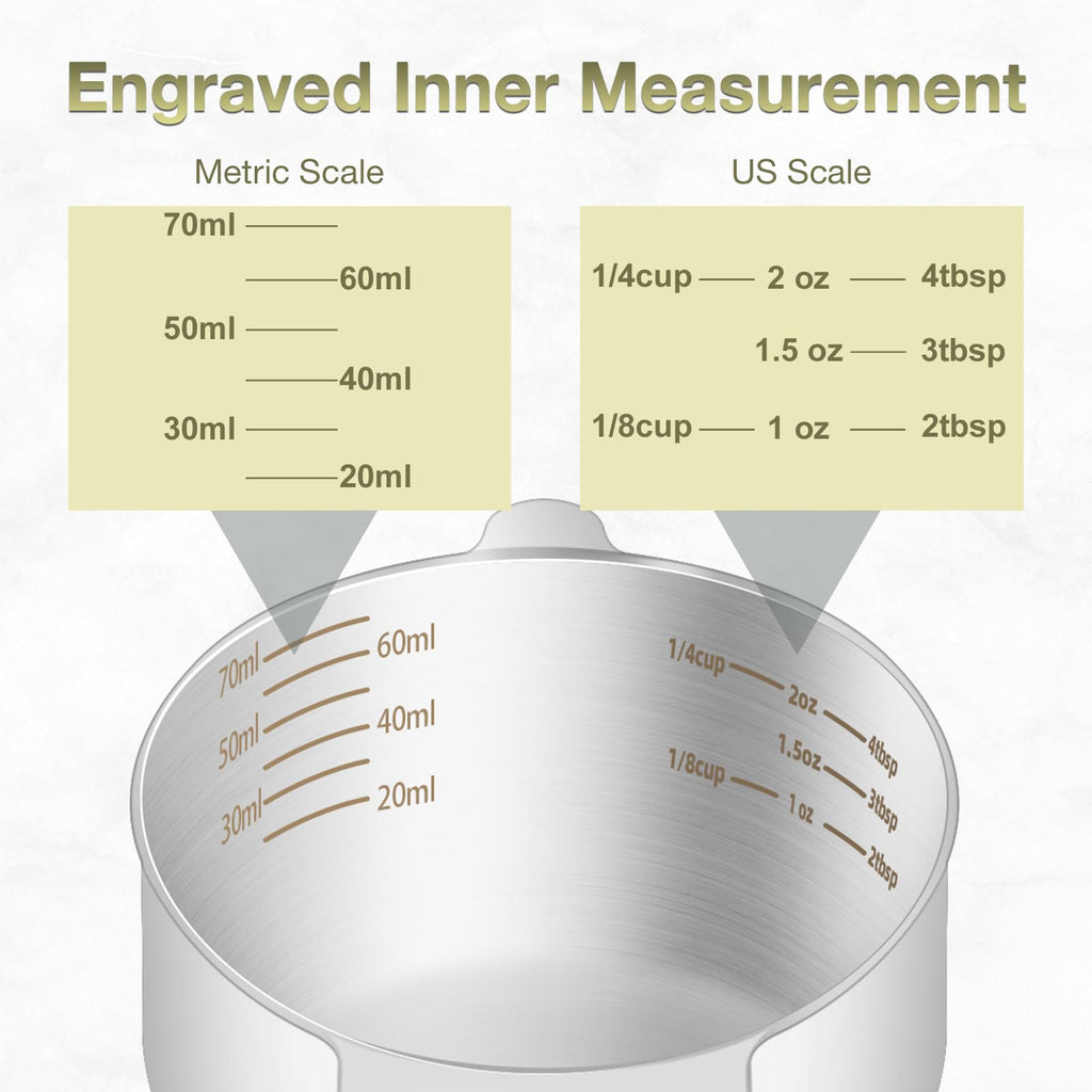 2PCS 1/3Cup (80ml, 2.6oz) Measuring Cup, Etched Inner Scale Measure Scoop